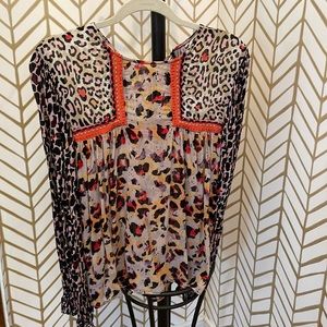 Super light, leapord, ballon sleeved blouse Anthropologie
